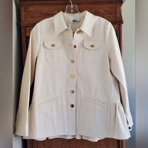 CO DENIM AVEC FRANCOIS GIRBAUD IVORY PEPLUM BACK JACKET NWT SMALL